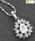 Opaleena Pear Drop CZ Silver Chain Pendant