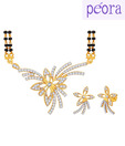 Peora Gold Plated Floral Mangalsutra Set