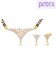 Peora Gold Plated Pearl Drop Mangalsutra Set