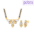 Peora Gold Plated Double String Floral Mangalsutra Set