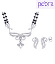 Peora Rhodium Plated Bridal Mangalsutra Set