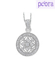 Peora Cz Sterling Silver Ethnic Disk Pendant