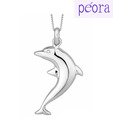 Peora Cz Dolphin Sterling Silver Pendant