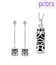 Peora Black Onyx Sterling Silver Pendant Set