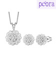 Peora Dazzling Floral CZ Pendant Set