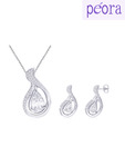 Peora Dazzling CZ Pendant Set