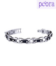 Peora Bicycle Chain Style Black & Silver Stainless Steel Bracelet