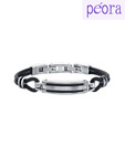 Peora Rubber Cord Strap Stainless Steel Bracelet