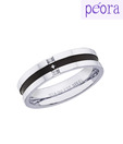 Peora Black & Silver Cubic Zircon Stainless Steel Ring
