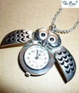 Pari Silver Owl Clock Necklace
