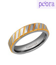 Peora Vertically Striped Dual Tone Tungsten Ring
