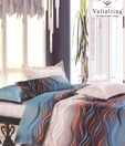 Valtellina Blue & Beige Double Bed Sheet With Two Pillow Covers