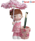 Pllanet Gold Dashing Pen Holder Girl With Umbrella