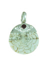 Indian Silver Garnet & Shell Round Pendant