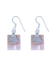 Indian Silver Square Pink Shell Earrings