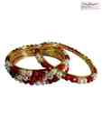 Niharikaa Coral Pearl Bangle Set Of 4