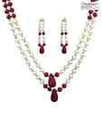 Niharikaa Fuchsia Drop Pearl Set