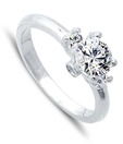 Revlis Rhodium Plated Solitaire CZ Ring
