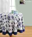 Swayam Blue Cotton Table Sheet For Four Seater