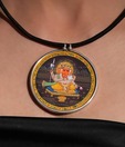 Silver Centrre Hand Painted Ganesha Pendant