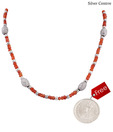 Silver Centrre Silver and Cornelian Necklace with free silver coin