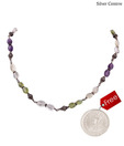 Silver Centrre Silver, Pearl, Citrine and Amethyst Necklace with free silver coin