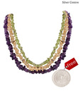 Silver Centrre Silver, Citrine, Pearl and Amethyst Necklace with free silver coin