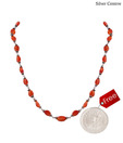 Silver Centrre Silver, Cornelian Necklace with free silver coin