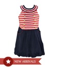 Nauti Nati Red & Navy Blue Bubble Dress For Kids