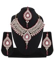 Variation Sparkling Pink Fantasy Necklace Set with Maangtika