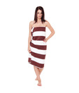 Fleecy Brown & White Striped Pool Towels