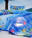 Nekeisha Collection Blue Animated Double Bed Sheet & 2 Pillow Covers