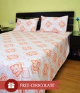 meSleep Printed Double Bed Sheet Set With a Chocolate Freebie