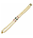 Nihaarika Pearls Two String Pearl, Ruby & Emerald Bracelet
