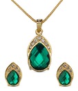 Oleva Faceted Pear Shape Green Stone Pendant Set