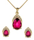 Oleva Beautifully Faceted Pink Stone Pendant Set