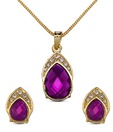 Oleva Pear Shaped Glamorous Purple Stone Pendant Set