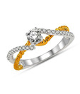 EGL Certified Diamond Studded Dual Tone 14Kt Gold Ring By INT
