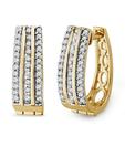 Mi Pearls Designer Diamond & Gold Hoop Earrings