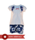 Nauti Nati Blue & White Tee with Shorts For Kids