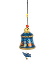 ExclusiveLane Terracotta Hand-painted Hanging Bell With Bird- Blue