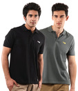 T-Go Black-Grey Pack of Polo T-Shirts