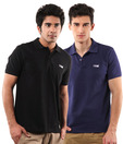 T-Go Black-Indigo Pack of Polo T-shirts