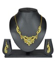 Aakshi Glistening Green Stone Floral Necklace Set