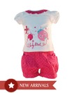 Nauti Nati Dark Pink & White Tee with Shorts For Kids