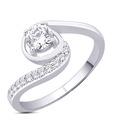 Peora Fancy Curve Sterling Silver Solitaire CZ Ring