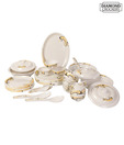 Diamond Crockery White Dinner Set - 40 Pcs
