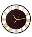 Earth Roman Number Wall Clock - Black & Gold