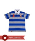 612 Ivy Blue & Grey Striped Polo T-Shirt For Kids