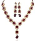 Adhira Tear Drop Maroon Stone Necklace Set